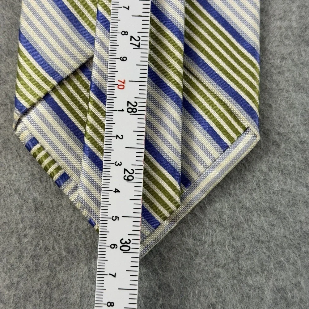 Grant Thomas Hand Sewn Silk Blue Green Stripe Necktie 100% Silk 60x3.9
